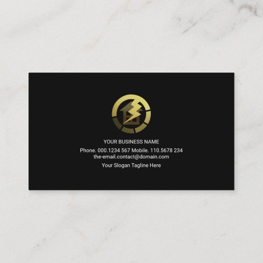 Luminous Lightning Wave Home Repareert elektricien Visitekaartje (Achterkant)