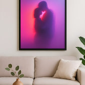 Luminous Lovers – Neon Silhouette Romantische Kuns Poster