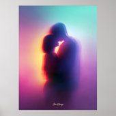 Luminous Lovers – Neon Silhouette Romantische Kuns Poster (Voorkant)