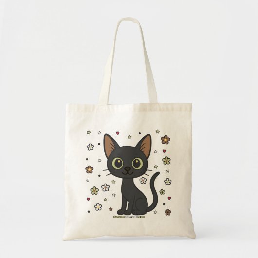 Luminous Luno Floral Cat Tote Bag (Voorkant)