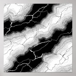 Luminous Molten Flow Decoupage Template Line Art Poster