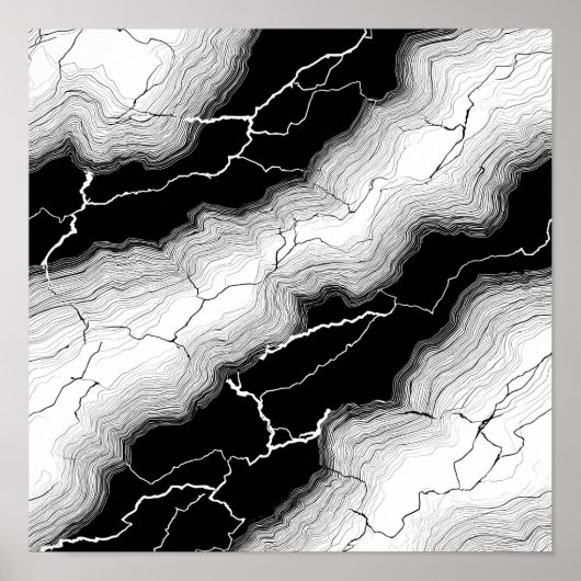 Luminous Molten Flow Decoupage Template Line Art Poster (Voorkant)