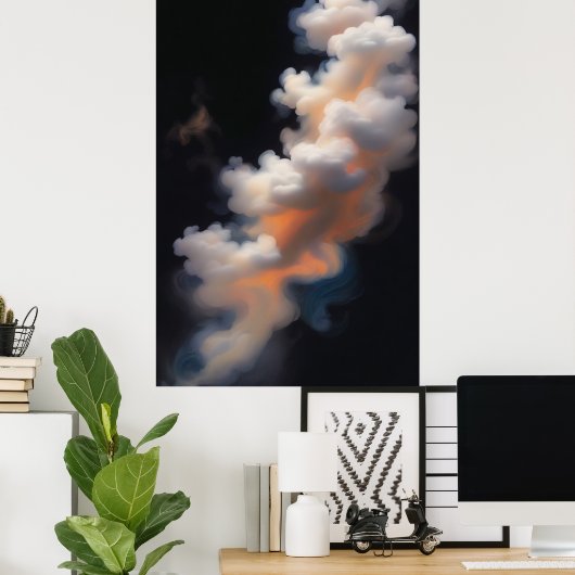 Luminous Mystical Smoke Modern Abstract Poster (Thuiskantoor)