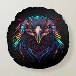 Luminous Neon Eagle Artistic Rond Kussen