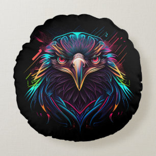 Luminous Neon Eagle Artistic Rond Kussen