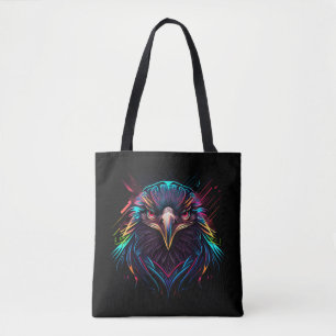 Luminous Neon Eagle Artistic Tote Bag