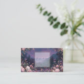 Luminous Nightfall Blue Floral Visitekaartje (Staand voorkant)