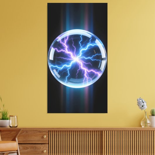 Luminous plasma storm inside the transparent canvas afdruk (Insitu (Woonkamer))