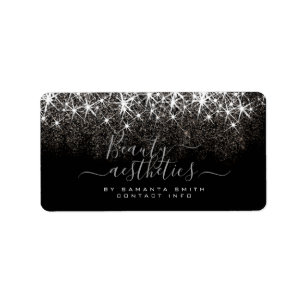 Luminous Platinum Silver Glitter Elegant Beauty Etiket
