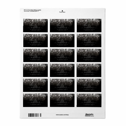 Luminous Platinum Silver Glitter Elegant Beauty Etiket (Full Sheet)
