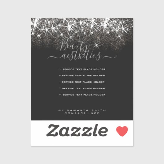 Luminous Platinum Silver Glitter Elegant Beauty Sticker (Vel)