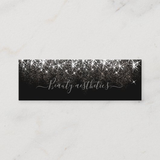 Luminous Platinum Silver Glitter Next Appointment Mini Visitekaartje (Voorkant)