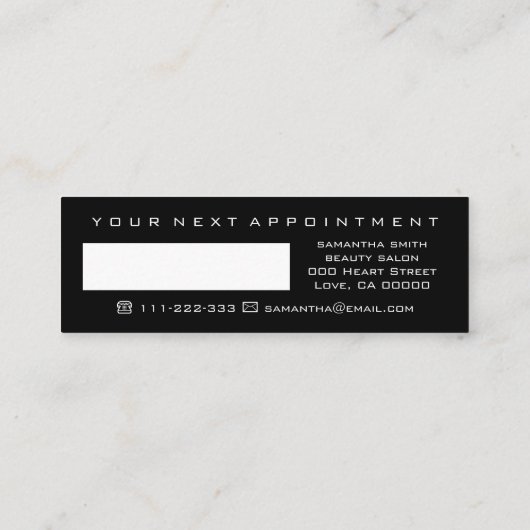 Luminous Platinum Silver Glitter Next Appointment Mini Visitekaartje (Achterkant)