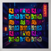 Luminous Pop Art Graffiti Wall Decor Print (Voorkant)