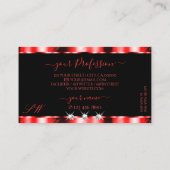 Luminous Red Black Sparkle Jewels Monogram Stijlvo Visitekaartje (Achterkant)