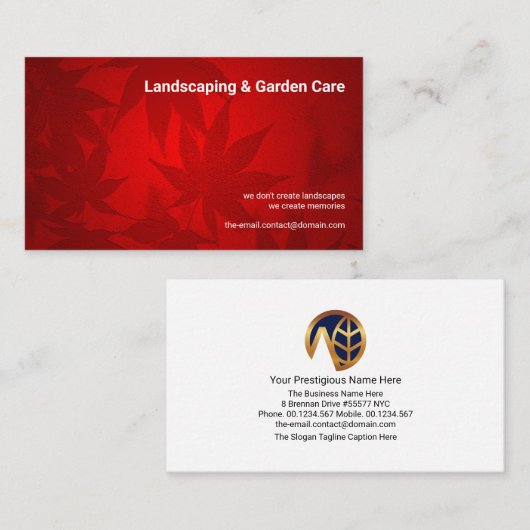 Luminous Red Maple Leaf Landscape Visitekaartje (Voorkant / Achterkant)