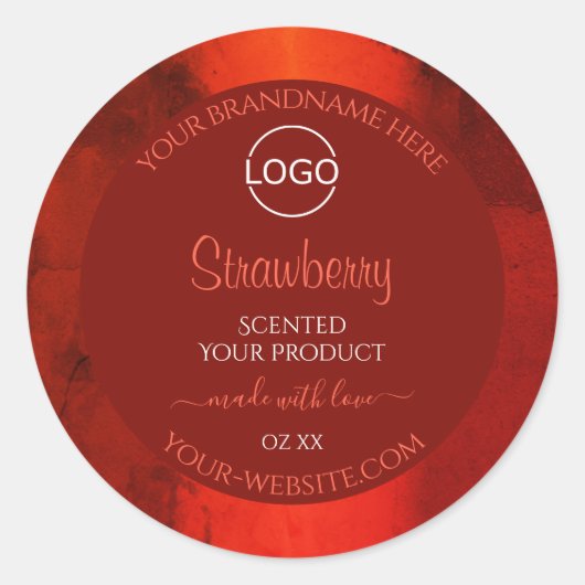 Luminous Red Marble Pattern Product Labels Logo (Voorkant)