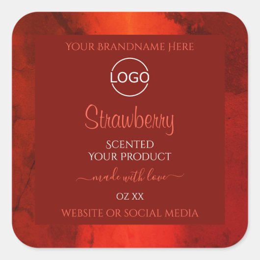 Luminous Red Marble Pattern Product Labels Logo (Voorkant)