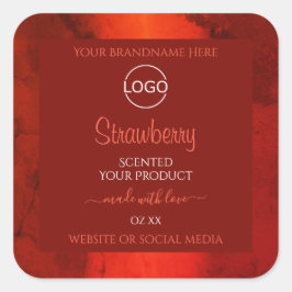 Luminous Red Marble Pattern Product Labels Logo