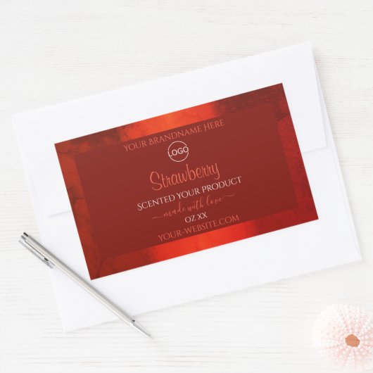 Luminous Red Marble Pattern Product Labels Logo (Envelop)