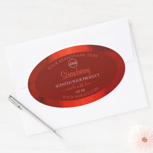 Luminous Red Marble Pattern Product Labels Logo (Envelop)
