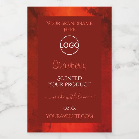Luminous Red Marble Pattern Product Labels Logo Voedselcontainer Etiket (Enkel label)