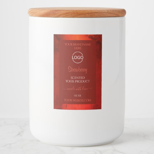 Luminous Red Marble Pattern Product Labels Logo Voedselcontainer Etiket (Voorkant)