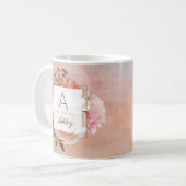 LUMINOUS ROOS Elegant modern Floral Monogram Koffiemok (Voorkant links)