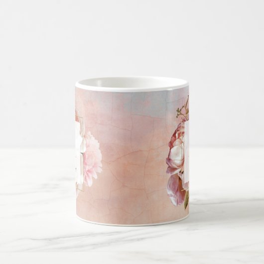 LUMINOUS ROOS Elegant modern Floral Monogram Koffiemok (Center)