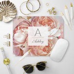 LUMINOUS ROOS Elegant modern Floral Monogram Muismat<br><div class="desc">LUMINOUS ROOS Elegant Modern Floral Name Monogram Muismat - Geef een geschenk dat zeker gewaardeerd zal worden met dit prachtige muispad met een lichtgewicht bouquet van roze rozen en pony op een prachtige roze en blauwe waterverf achtergrond. Een elegante, witte onderzochte laag die door een buitenfaux gouden bladslag wordt begrensd...</div>