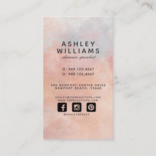 LUMINOUS ROOS & Peony Elegant Floral verticaal Visitekaartje (Achterkant)