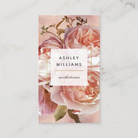 LUMINOUS ROOS & Peony Elegant Floral verticaal Visitekaartje (Voorkant)