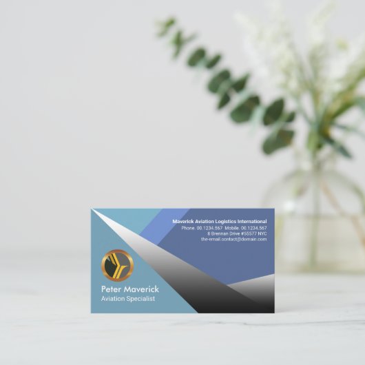 Luminous Shiny Silver Fighter Jet Airport Pilot Visitekaartje (Staand voorkant)