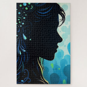 Luminous Silhouette Puzzle: Mystieke Bloei Legpuzzel