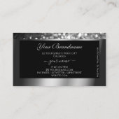 Luminous Silver Sparkle Glitter Logo Black Elegant Visitekaartje (Achterkant)