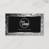 Luminous Silver Sparkle Glitter Logo Black Elegant Visitekaartje (Voorkant)