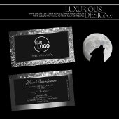 Luminous Silver Sparkle Glitter Logo Black Elegant Visitekaartje