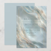 Luminous Stardust Misty Teal Ripple Wedding Kaart (Voorkant / Achterkant)