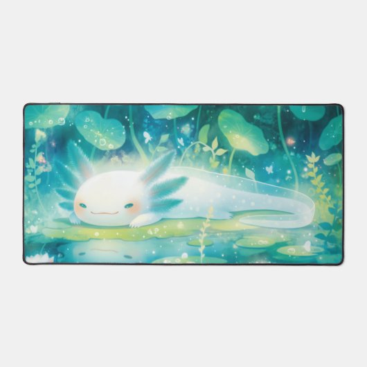 Luminous Teal Axolotl Aquatic Dream Pond Bureaumat (Voorkant)