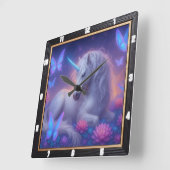 Luminous Unicorn Butterfly Fantasy Vierkante Klok (Hoek)