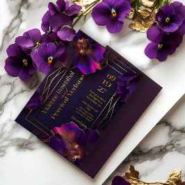 Luminous Violets Modern Purple Floral Wedding Kaart