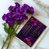Luminous Violets Modern Purple Floral Wedding Kaart