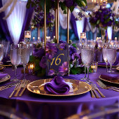 Luminous Violets Purple Wedding Table Number Card Kaart