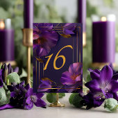 Luminous Violets Purple Wedding Table Number Card Kaart