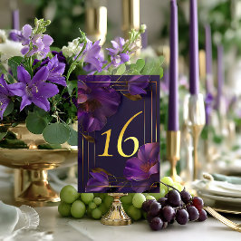 Luminous Violets Purple Wedding Table Number Card Kaart