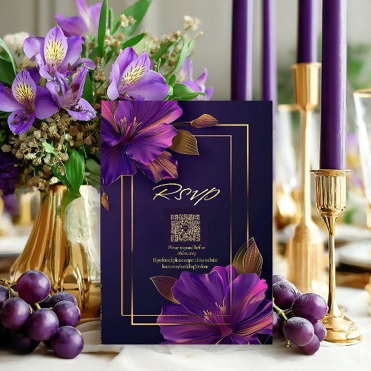 Luminous Violets QR Code RSVP  Kaartje