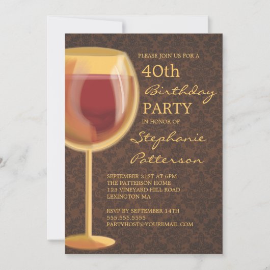Luminous Wine Thélestone Birthday Invitation Kaart (Voorkant)