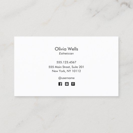 Luminous Yellow Gold Calligraphy Salon Spa Visitekaartje (Achterkant)