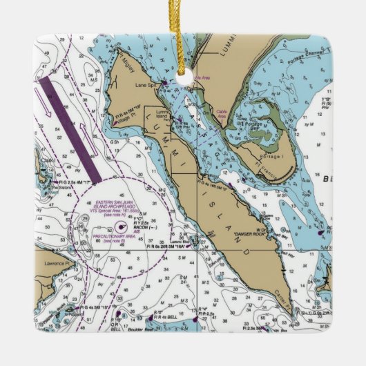 Lummi Island WA Chart Keramisch Ornament (Voorkant)