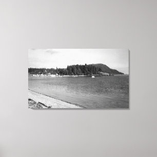 Lummi Island, WA - Uitzicht van Lago Bay Foto Canvas Afdruk